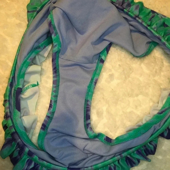 American Eagle Outfitters Tie Dye Ruffle Bikini Bottoms Women’s Size Large - Picture 4 of 6
